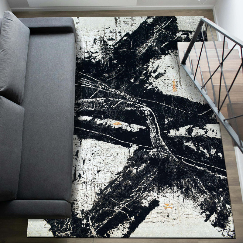 Area Rug in Black/Gray, null, Rectangle 9' x 12'