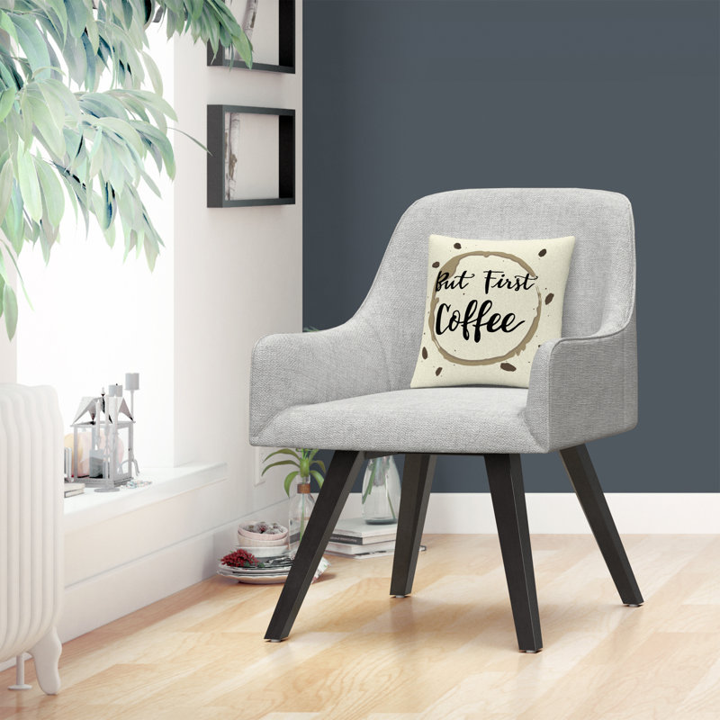 Coussin ABC But First Coffee