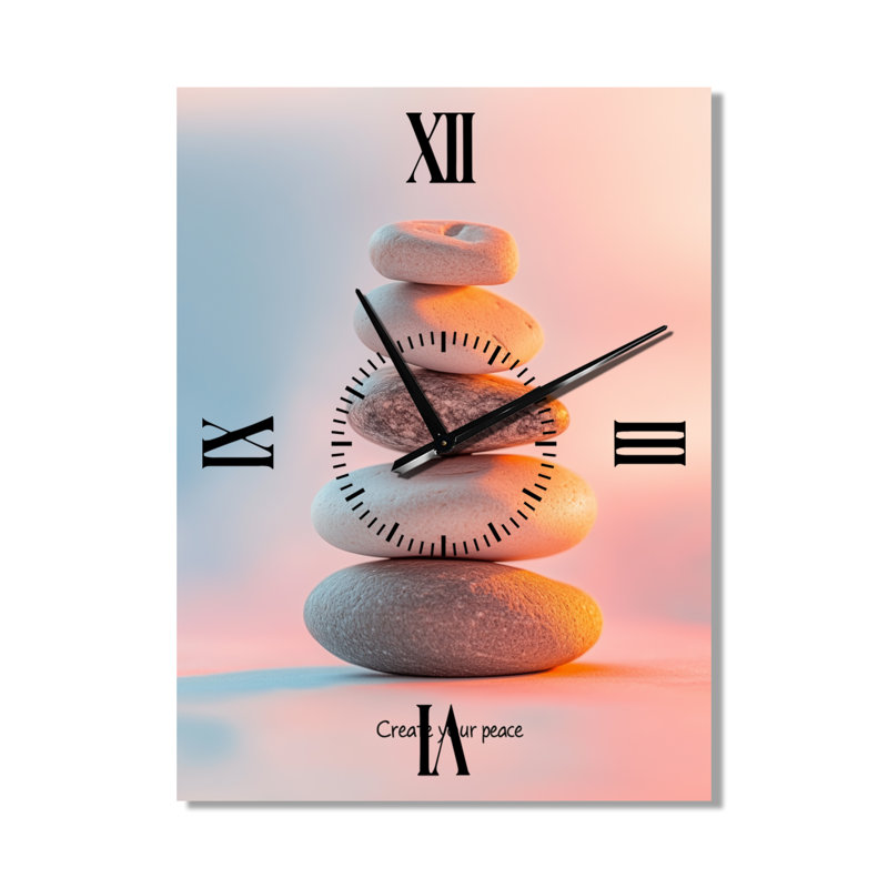 Créez votre paix - Horloge murale zen en métal silencieux, H 32 po x l 24 po - Rectangle