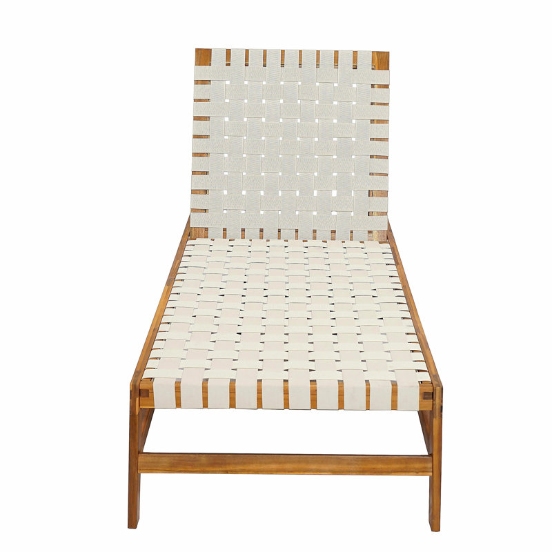 Outdoor Rope Chaise Lounge, White/Teak