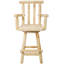 Tabouret de bar rustique - Fabrication en bois de sapin, chaise avec repose-pieds, accoudoir large, tabouret de cuisine rustique, chaise de bistro haute pour salle à manger, restaurant, pub, 4 pieds
