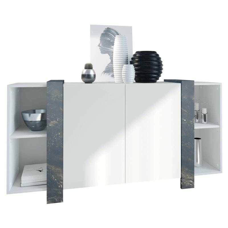 Westmanland 149cm Sideboard, Matt White/Marble Graphite