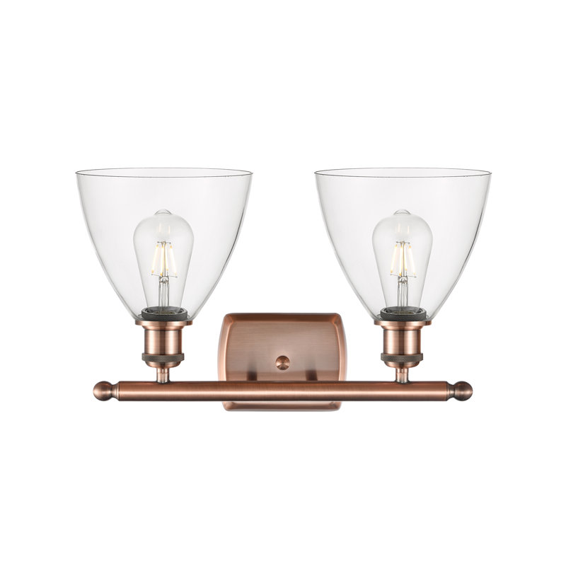 Éclairage pour meuble-lavabo 2 lumières Shauna, Incandescent, Transparent, Cuivre antique