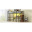 Lit mezzanine double en métal avec bureau, escalier de rangement, petite armoire et lumière DEL, noir-1397674947