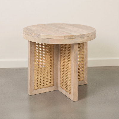 Rowan Mango Wood & Cane Round Side Table, Natural