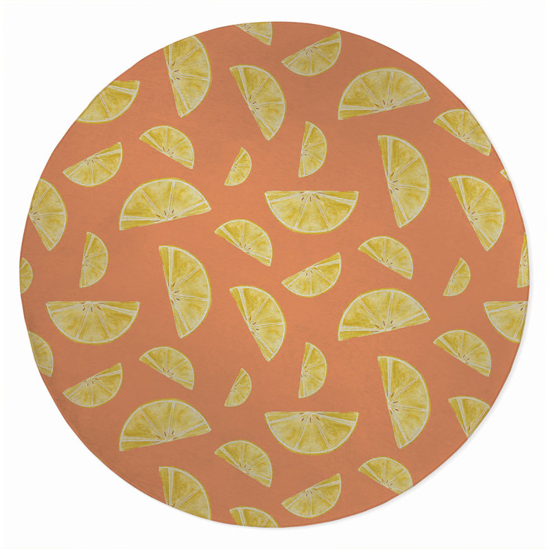 Tapis d'été Summer Lemon, Rond 5 pi