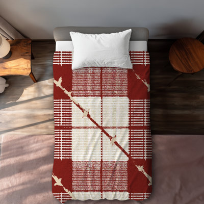 Red Square Pattern Blue Duvet Cover | Stylish Home Decor