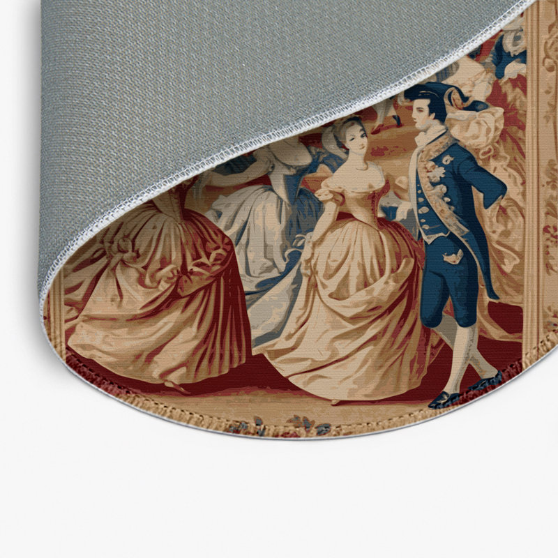 Tapis beige français d'intérieur et d'extérieur, Rond 5 pi
