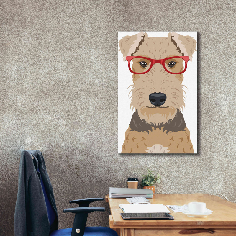 «Airedale Terrier portant des lunettes de hipster» par Olga et Alexey Drozdov, art mural sur toile