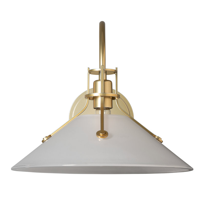 Henry Glass Shade Wall Sconce, 16.8"D x 14.4"W x 12.9"H, Modern Brass, Frosted Glass
