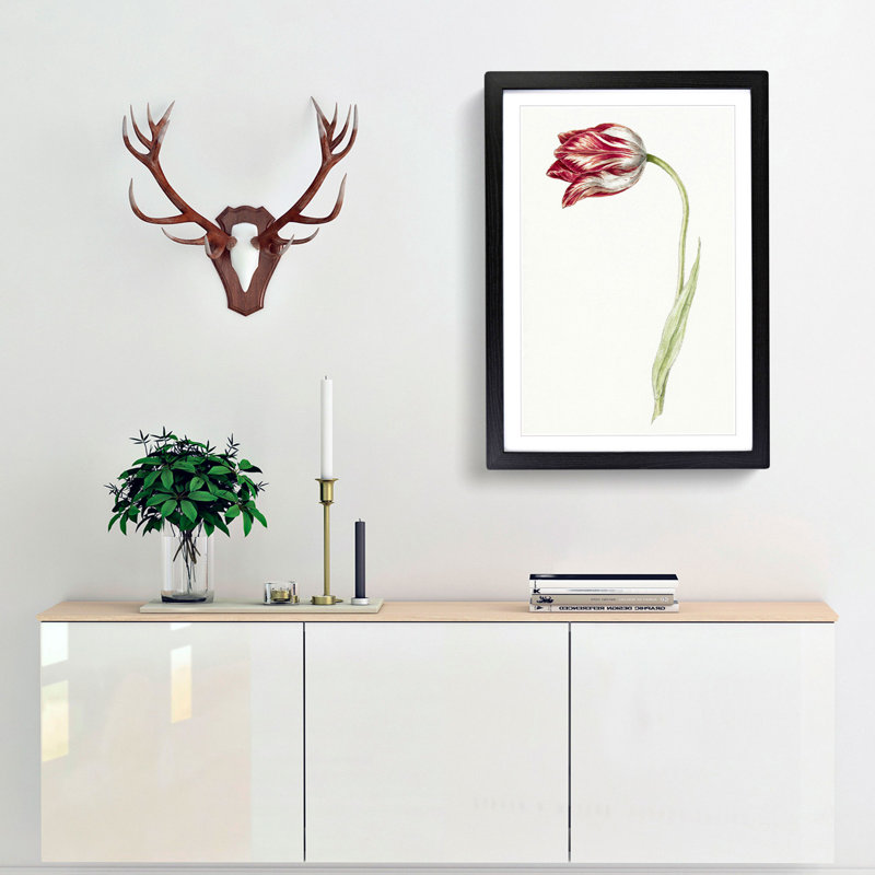 Pink Tulip Flower by Jean Bernard - Picture Frame Painting Print, 36cm H x 27cm W x 2cm D, Black Framed