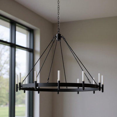Lustre en verre noir à 12 lumières à intensité variable de style bougie