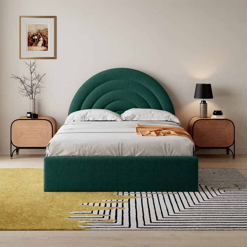 Acamas Upholstered Ottoman Storage Bed, Green, Double (4'6)