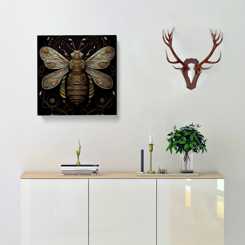 Bee Paisley Art - Print, 50cm H x 50cm W x 3cm D