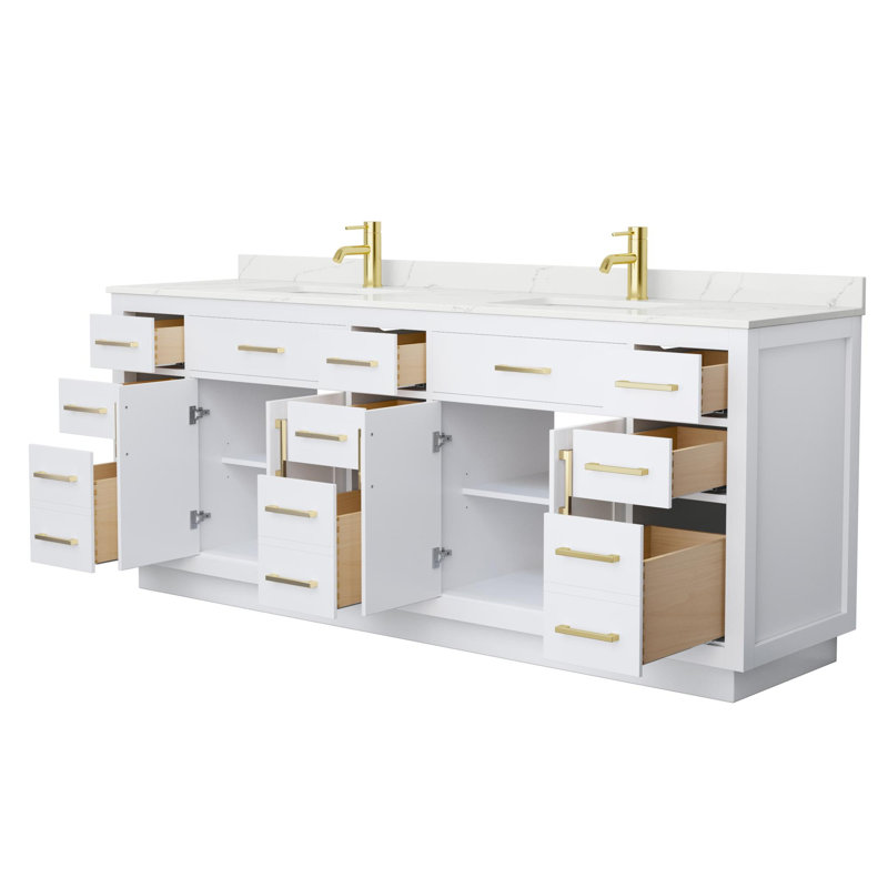 Beckett TK 84'' W Vanity, 8" Center, Brushed Nickel, Giotto Quartz