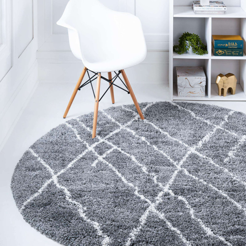 Tapis géométrique gris, Rond 8 pi