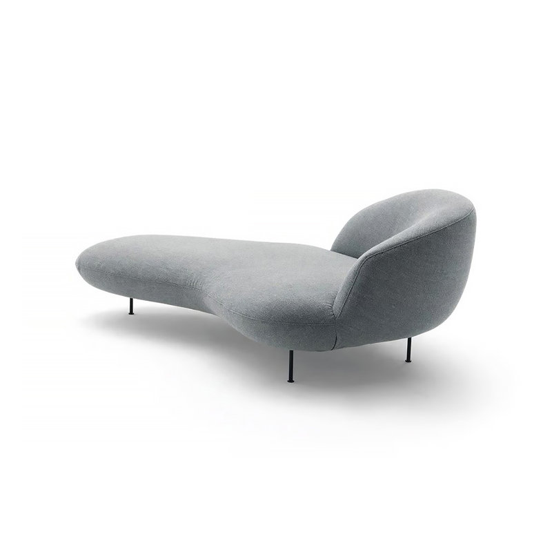 Chaise longue concubine moderne en tissu incurvé, Face à la droite