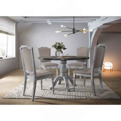 Iris Weathered White Wood 5-Piece Dining Set
