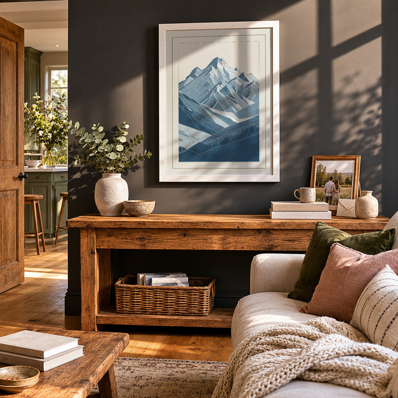 Alpine Ridges Minimalist - Print, A2 - 59.4 x 42.0 cm, White