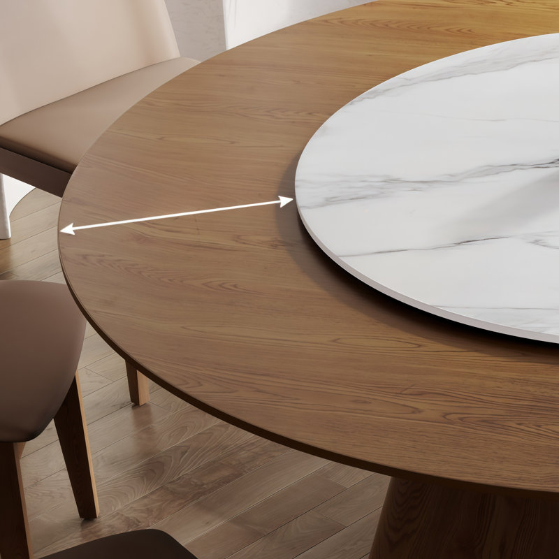 Round Solid Wood Dining Tables with Turntable, 29.50" H x 53.10" L x 53.10" W
