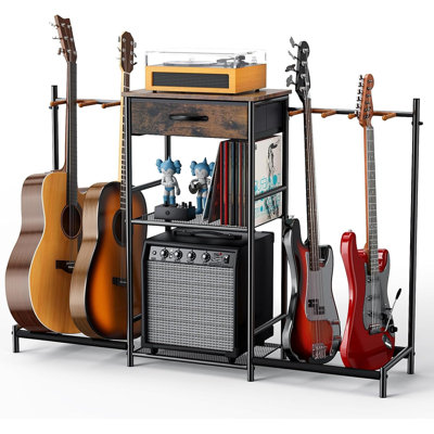 Support de guitare à 3 niveaux, support pour ampli et tiroir en tissu