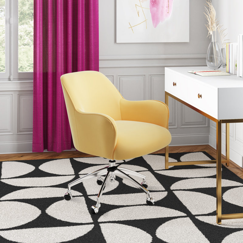 Galilea Velvet Office Chair, Yellow