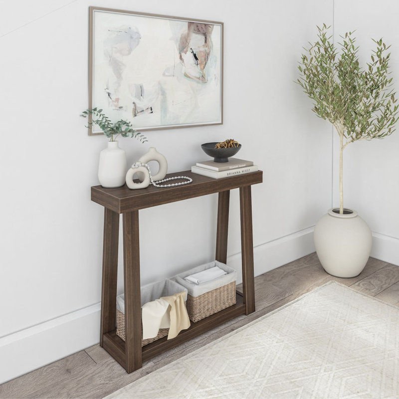 Beckett Solid Wood Console Table, 32" H x 36" W x 12" D, Walnut Brown
