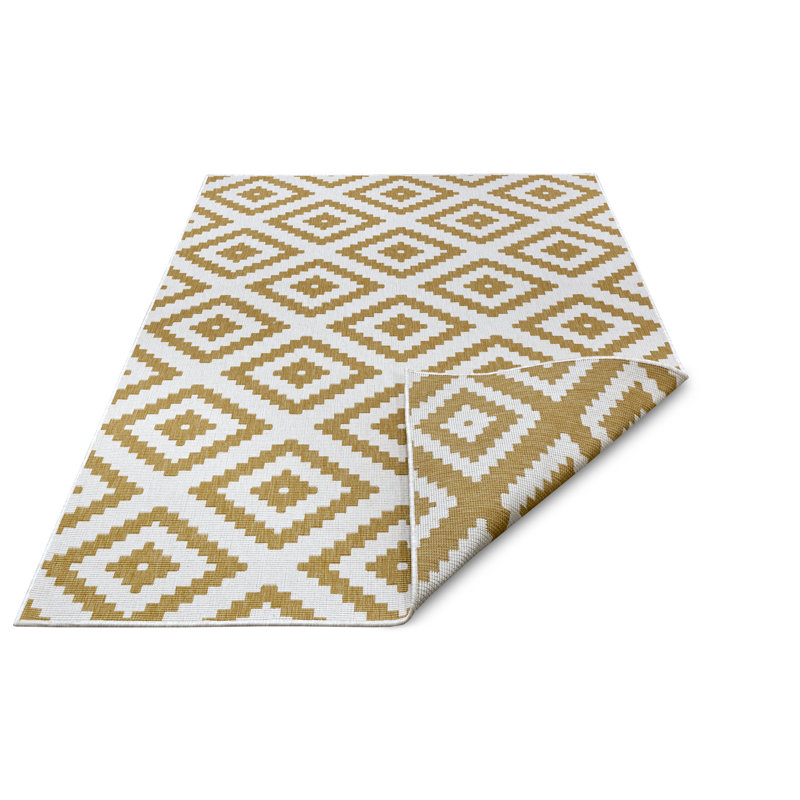 Reversible Flatweave Ocher/Ivory Rug, Rectangle 120 x 170cm