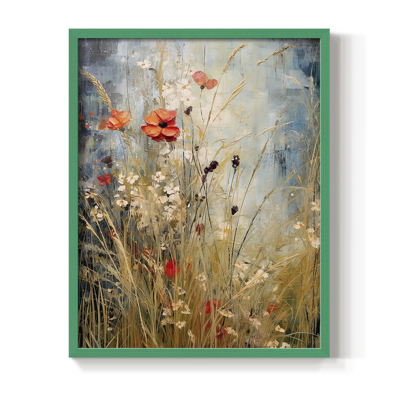 Reproduction encadrée FLORAL Series DCCDXV - bois massif, H 15 po x l 12 po, Vert