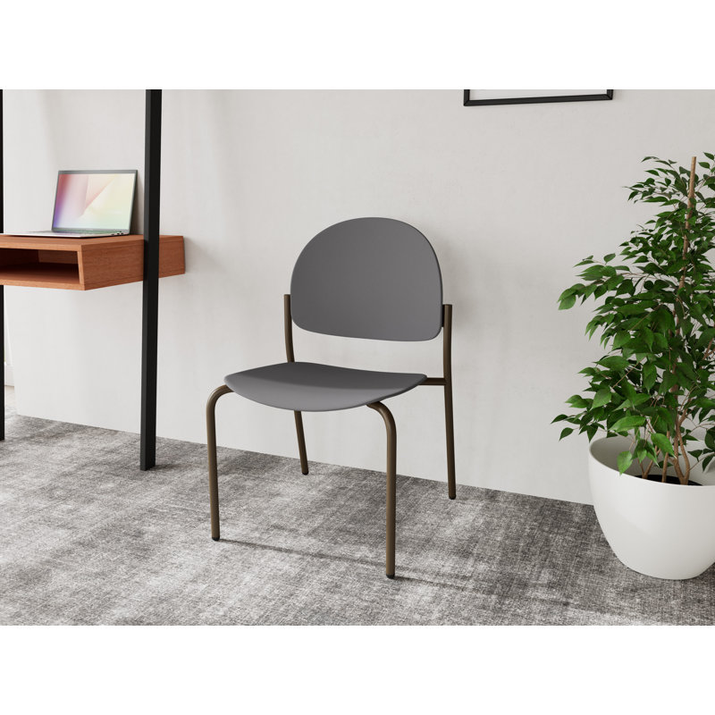 Chaise d'invité sans accoudoir Chat Chat, Bronze, Flint Grey Poly