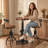 Javin Pine Solid Wood Top Four Leg Dining Set-116308024