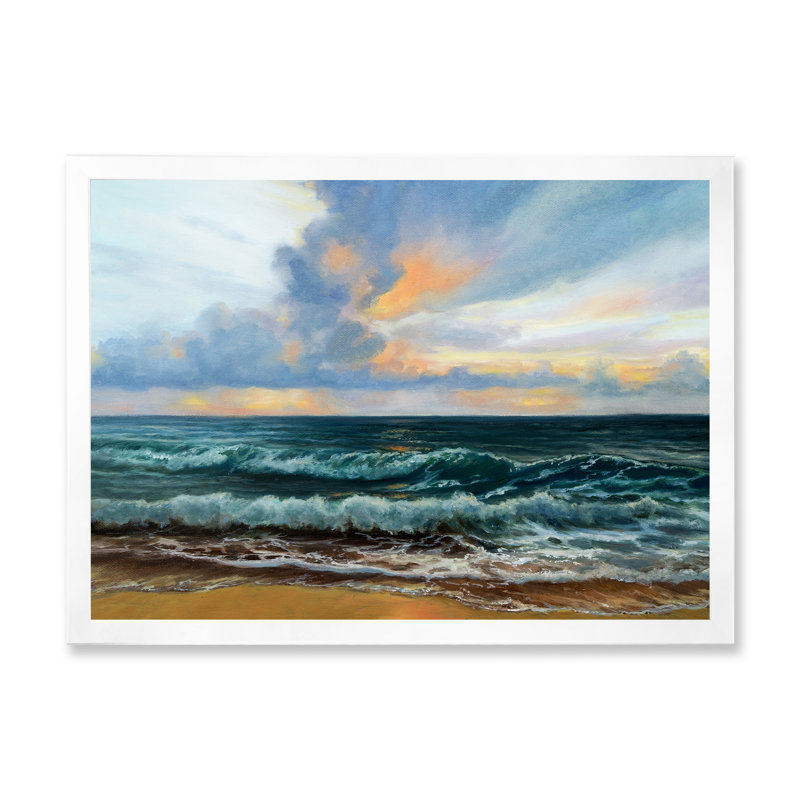 «Wild Blue Ocean Waves», reproduction sur toile, H 8 po x l 12 po x P 1 po, Cadre photo blanc