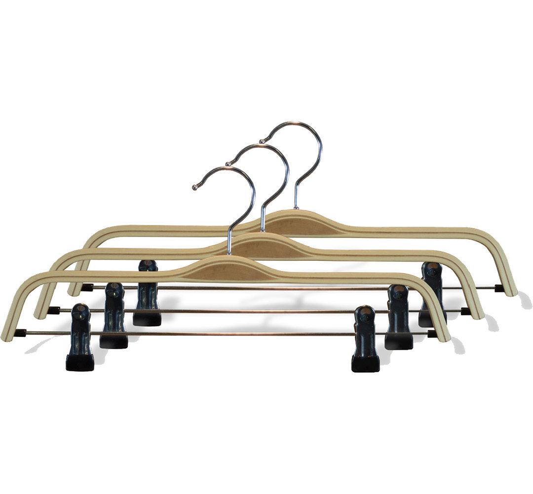 Wood Non-Slip Hangers With Clips for Skirt/Pants (Set of 25) Rebrilliant