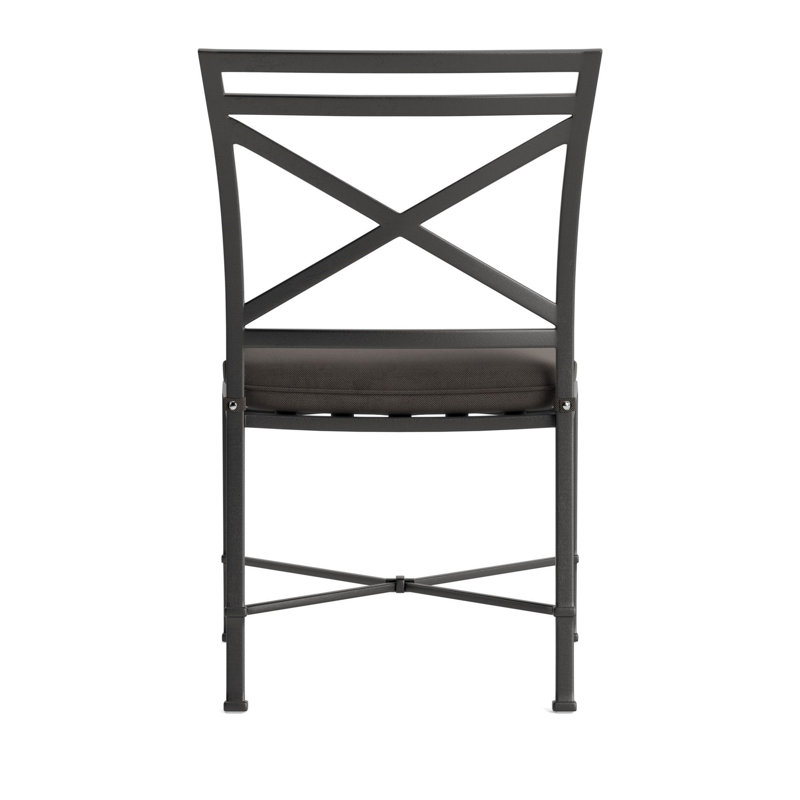 Venetian Outdoor Dining Side Chair, Brown, Fusion Charcoal, Textured Pewter
