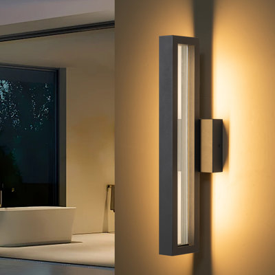 Applique murale d'extérieur à DEL moderne 8 pouces avec verre nervuré