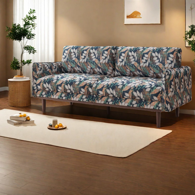 Comfortable Modern Green Sofa, Polyester Upholstered Spacious Seating For Home