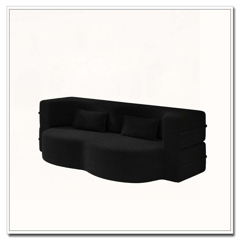 Canapé moderne avec 2 coussins, Teddy, Noir