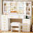 53.2" W Makeup Vanity Set with Glass Table & Lighting Mirror, 11 Drawers and Power Outlet, Stool