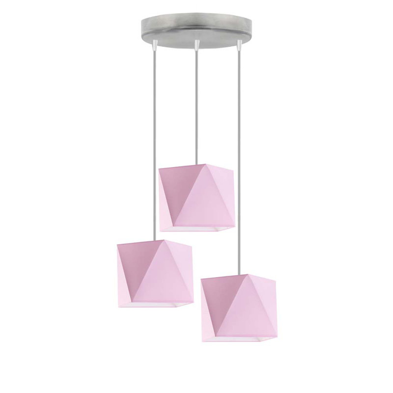 Deneene 3 - Light Cluster Pendant, Pink, Nickel