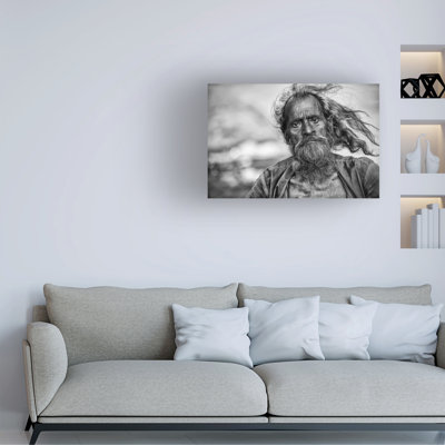 Wrapped Canvas Wall Art - Goran Jovic 'Wind Man' Wall Art for Living Room, Bedroom, or Office Décor  - 12x19