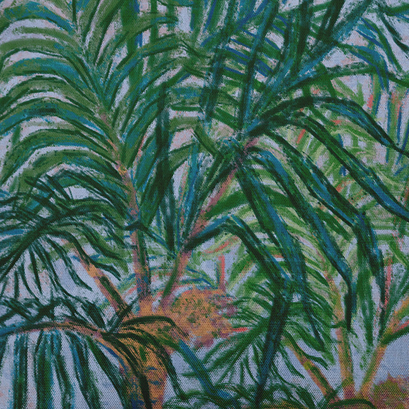 Palmiers Coussin décoratif, H 20 po x l 20 po, Bleu foncé
