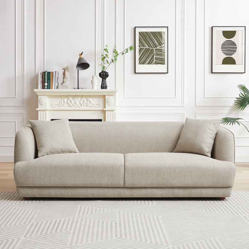 Upholstered 86.6" Sofa, Cream Linen