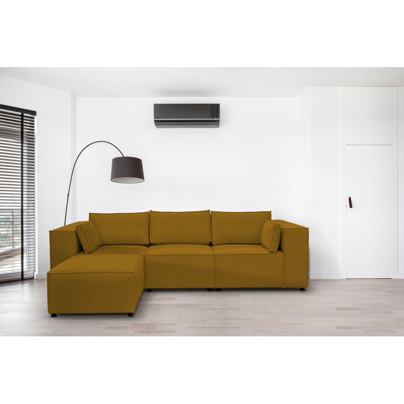 Narvelle 4 Seater Corner Sofa , Right Hand Facing, Orange