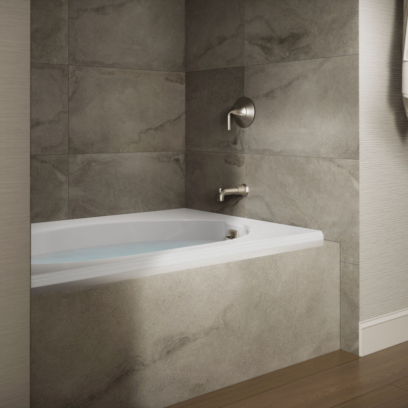 60" x 42" Drop In Soaking Bathtub, White, Right