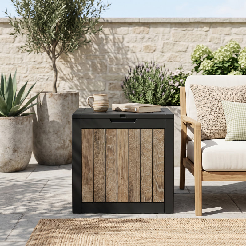 Boîte de rangement extérieure en résine - Embossage de grain de bois authentique
