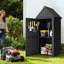 Armoire de rangement extérieure en résine avec crochets et anneau de verrouillage, remise à outils extérieure, armoire de rangement de jardin -113062695