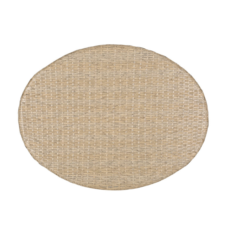 Table basse d'extérieur Resy, plateau ovale 33 po, tissage osier brun bohème