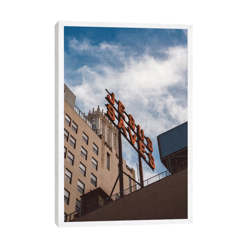 Jesus Saves LA by Bethany Young - Print on Canvas, 101.6cm H x 66.04cm W x 3.81cm D, White Framed