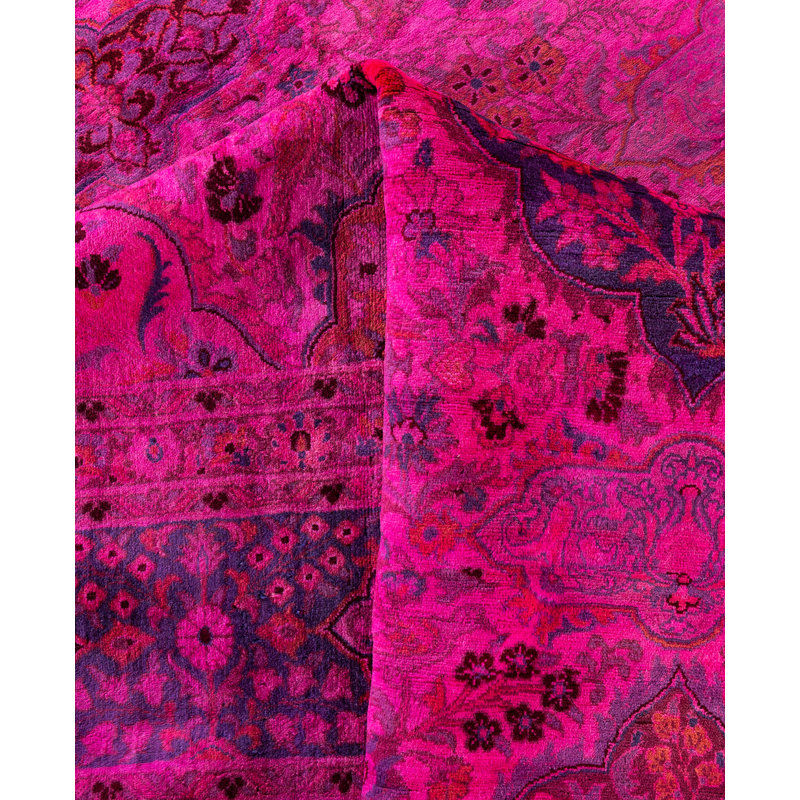 Overdyed Hand-Knotted Wool Modern-Contemporary Pink Area Rug 8' 1" x 10' 3"