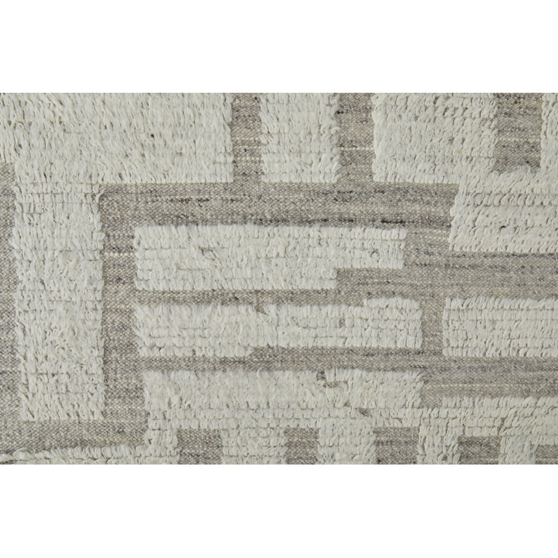 Ashby Wool Geometric Area Rug in Gray, Rectangle 3'6" x 5'6"